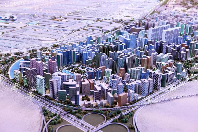 A model of Dubai South, which includes the site for the Expo 2020. Pawan Singh / The National