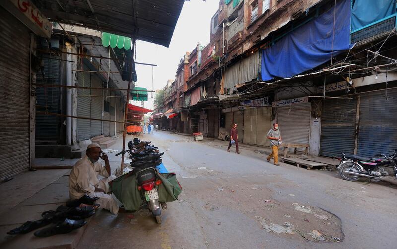 A deserted market during partial lockdown in Lahore, Pakistan.  EPA
