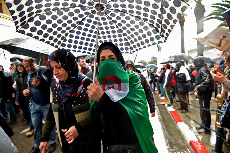 Algerian protesters rally to reiterate their opposition to a presidential election, in Algiers. AFP