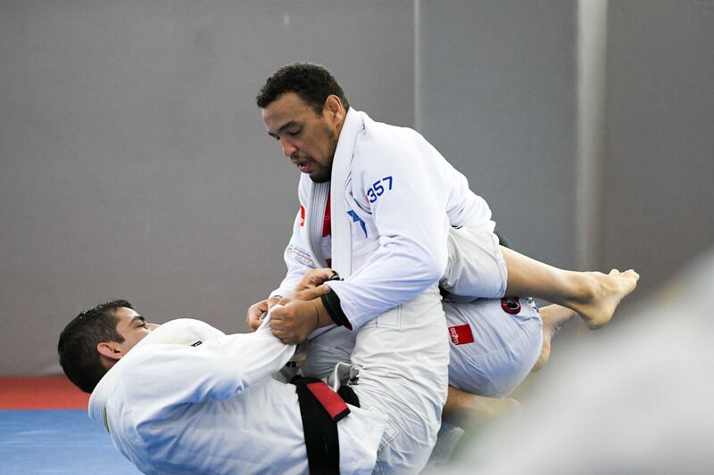 Faisal Al Ketbi training with his teammates at Zayed Sports City ahead of for the Asian Jiu-Jitsu Championship. All photos: Khushnum Bhandari / The National