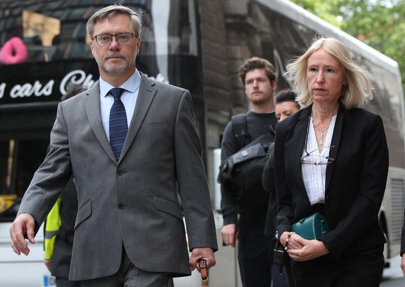 John Letts and Sally Lane, the parents of Jack Letts, dubbed Jihadi Jack, arrive at the Old Bailey, London. The couple are charged with three counts of funding terrorism for sending money to their Muslim convert son after he joined Islamic State.