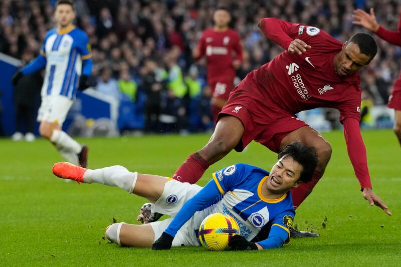 Joel Matip 6 - Had to do better for the first goal, but he did his best behind a non-existent midfield. Helped out Alexander-Arnold against the threat of Mitoma. AP