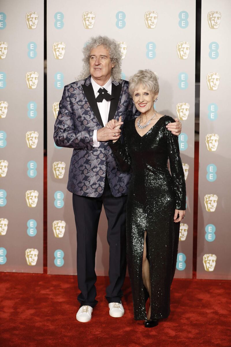 Brian May and wife Anita Dobson at the 2019 Bafta Awards ceremony at the Royal Albert Hall in London, on February 10, 2019. AFP