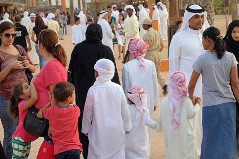 Crowds jostle as they enjoy the festivities of the 10-day event at Qasr Al Hosn. The National