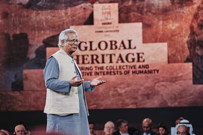 Professor Muhammad Yunus at the Hegra Conference of Nobel Laureates. Courtesy Waleed Shah