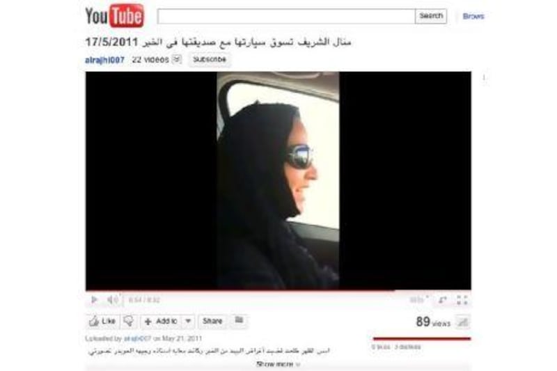 A shot from the video on Youtube showing Manal al Sharif driving in Saudi Arabia.