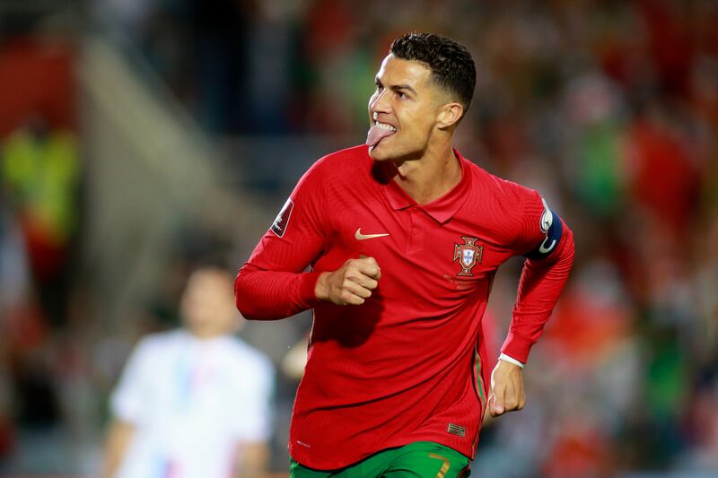 Portugal's Cristiano Ronaldo celebrates after scoring his side's second goal. AP Photo