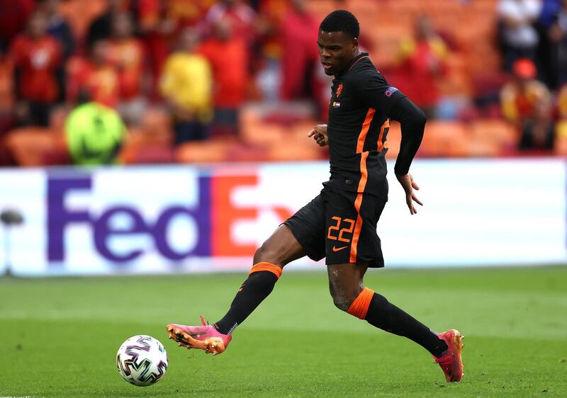 Denzel Dumfries - 7: Like fellow wide man Van Aanholt, did a lot of running up and down flank. Brought off at half-time as manager De Boer gave minutes to other players. Getty