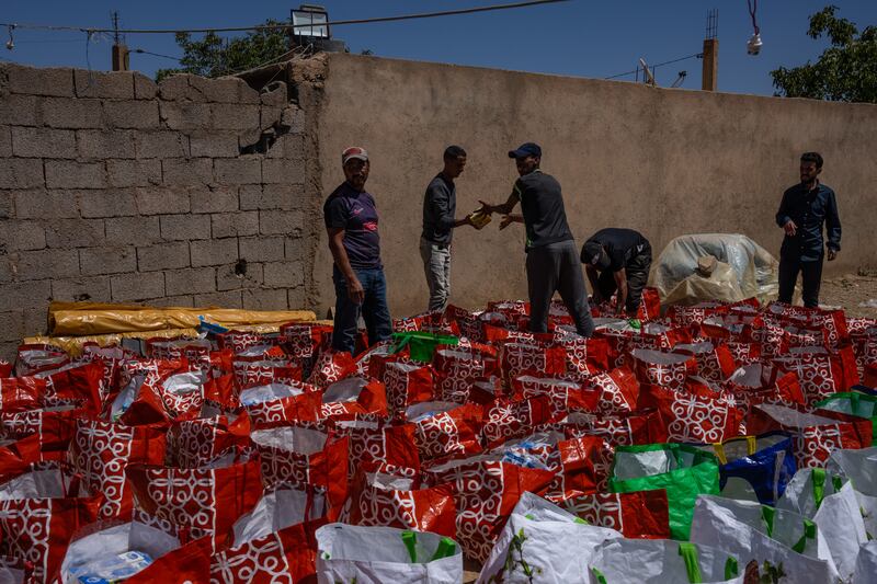 Food aid is distributed in Ardouz. Getty Images