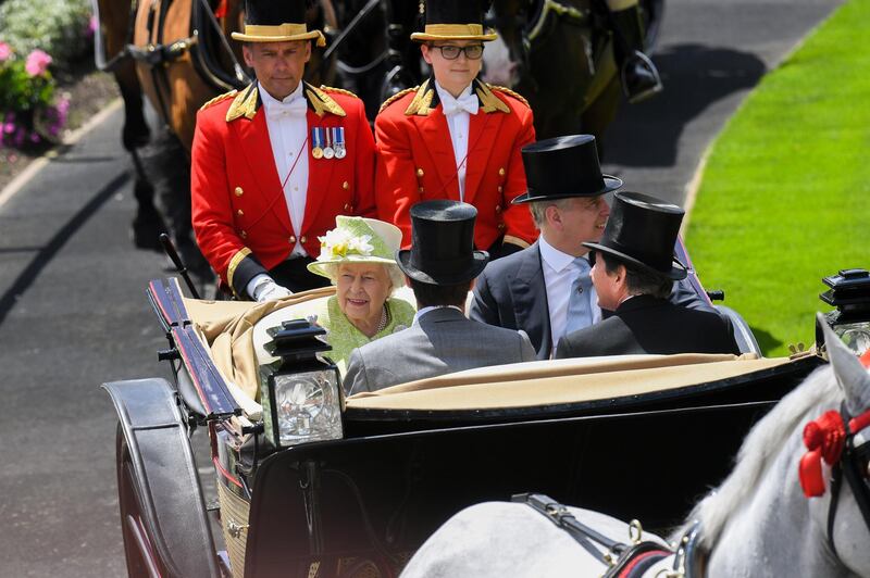 Queen Elizabeth II and Prince Andrew, Duke of York during the Royal Procession. Getty Images