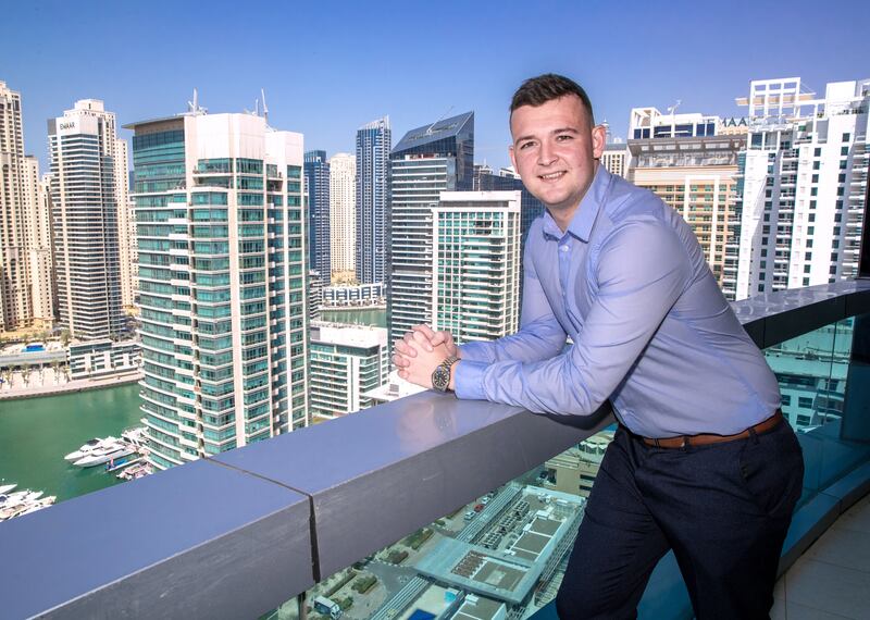 Paul McCoy loves the view from his apartment at the Horizon Tower in Dubai Marina. Photos by Victor Besa / The National