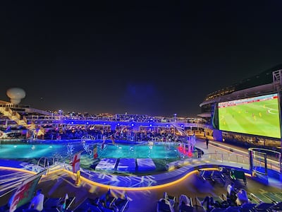 The higher deck has a large swimming pool, whirlpools and a huge screen to watch the action in the stadiums. Photo: Saptarshi Bandopadhyay