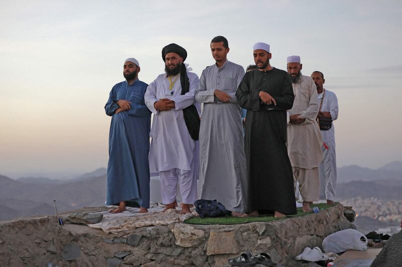 Muslim pilgrims are pictured at Jabal Al Noor. AFP