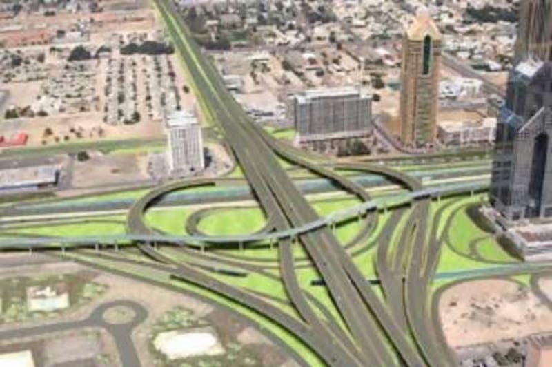 An artist's rendering of the completed Interchange One on Sheikh Zayed Road.