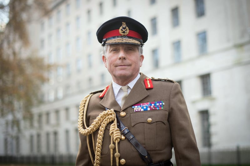 Chief of Defence Staff General Sir Nick Carter outside the MOD headquarters in Westminster, London, following the release of the defence spending review. (Photo by Stefan Rousseau/PA Images via Getty Images)
