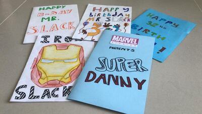 Daniel Slack, a year 6 teacher of Hartland International School received handmade birthday cards from his pupils. Courtesy: Daniel Slack