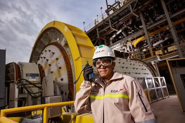 An Emirates Global Aluminium employee at the company's Taweelah refinery. In 2019, EGA, invested Dh15m to develop a pre-treatment and spent pot lining facility at its Al Taweelah plant. Image courtesy of EGA