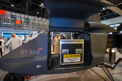 Visitors view a GY-300 on display at Umex at the Abu Dhabi National Exhibition Centre. AFP