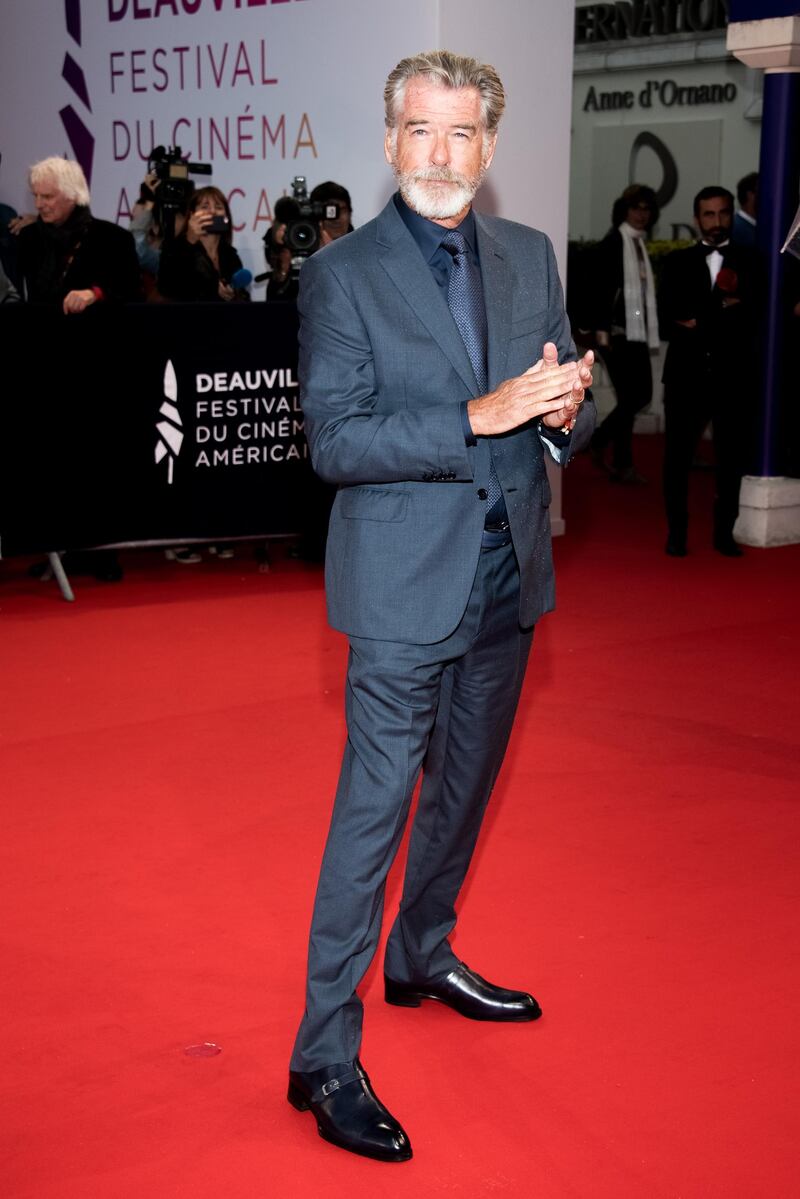 Pierce Brosnan arrives at the opening ceremony of the 45th Deauville American Film Festival on September 6, 2019. Getty Images