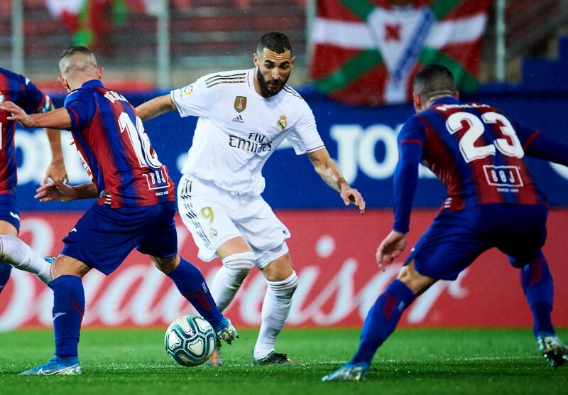 Karim Benzema on the ball during Real Madrid's game against Eibar. Getty Images