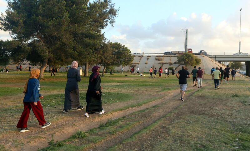 Libyans exercise at a designated park in the capital Tripoli. AFP