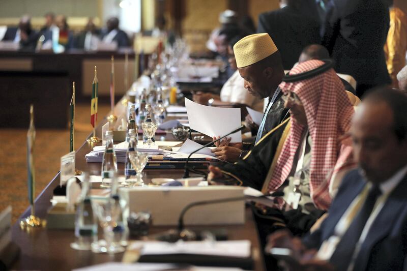 Abu Dhabi, United Arab Emirates - March 02, 2019: People prepare for the OIC Ministerial Meeting. Saturday the 2nd of March 2019 at Emirates Palace, Abu Dhabi. Chris Whiteoak / The National
