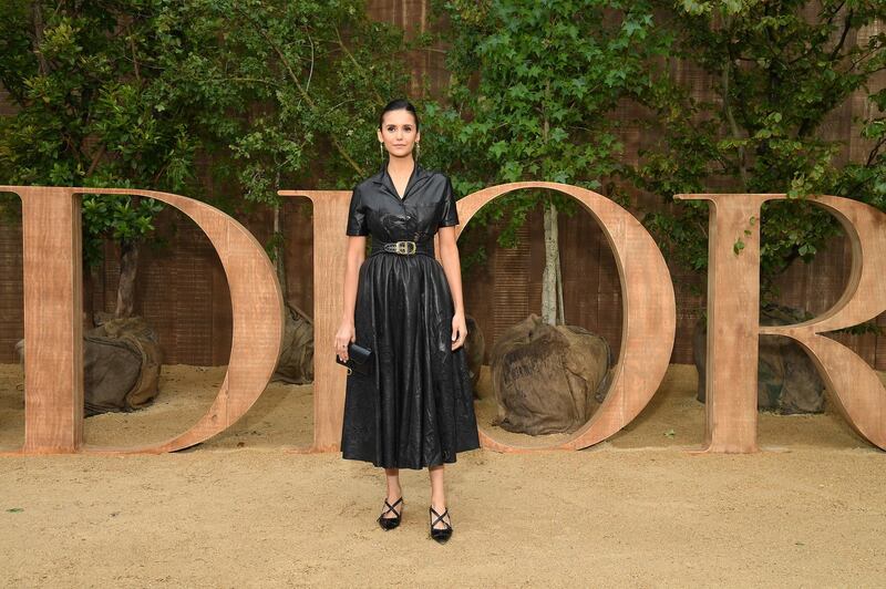 Nina Dobrev attends the Christian Dior Womenswear show as part of Paris Fashion Week on September 24, 2019. Getty Images