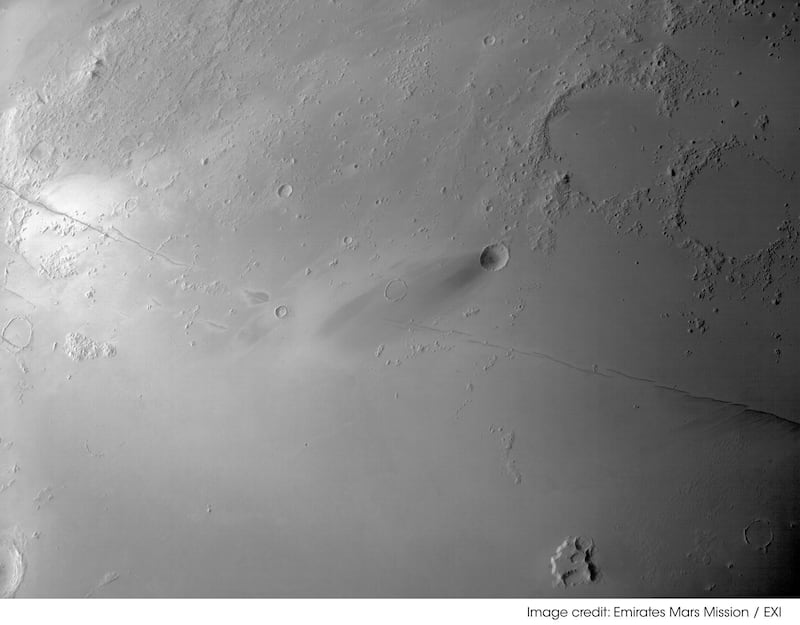 Hope probe sent back an image of the Cerberus Fossae, an area on the planet known for 'Marsquakes'.