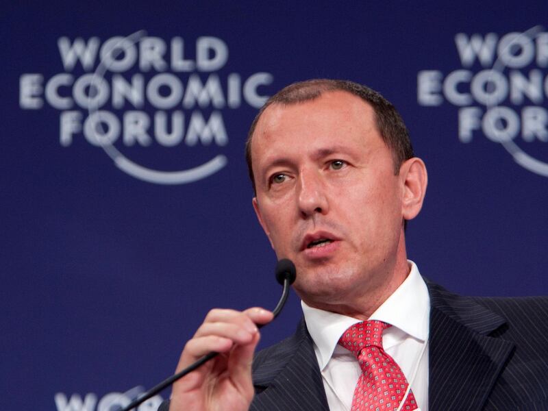 Jahangir Hajiyev, chairman of the International Bank of Azerbaijan., speaks during a session at the World Economic Forum (WEF) Annual Meeting of the New Champions in Dalian, Liaoning Province, China, on Thursday, Sept. 15, 2011. The meeting, also known as "Summer Davos," takes place until Sept. 16.  Photographer: Nelson Ching/Bloomberg *** Local Caption *** Jahangir Hajiyev