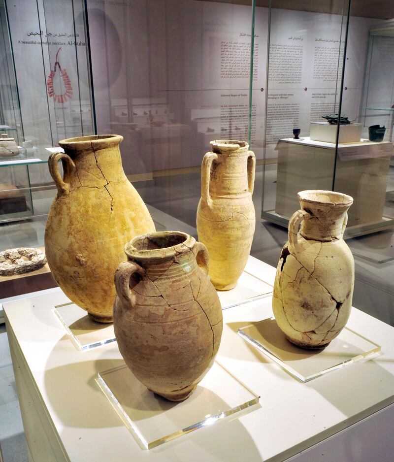 Glazed ceramic jars, Dibba 1st century on display as part of the exhibit "Our Monuments Narrate Our History" at the Sharjah Archaeology Museum on Tuesday, April 16, 2013. Charles Crowell for The National