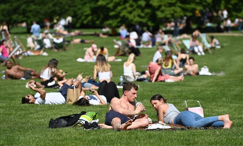 People in Britain flocked to parks and beaches during the sunny bank holiday weekend. EPA