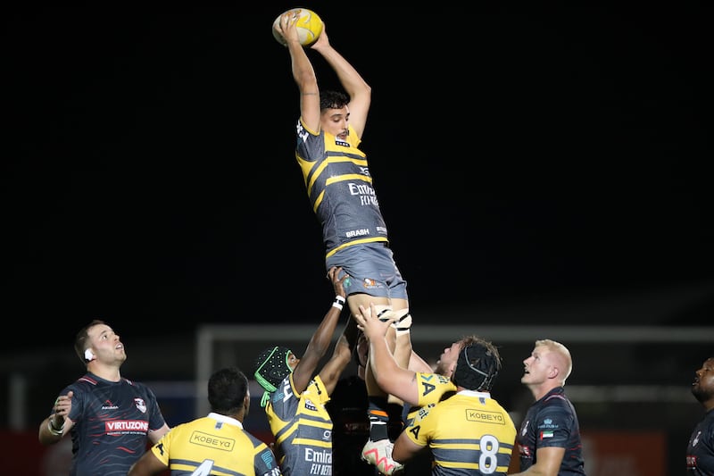 Hurricanes' Sidhant Mehra wins the ball at a lineout.