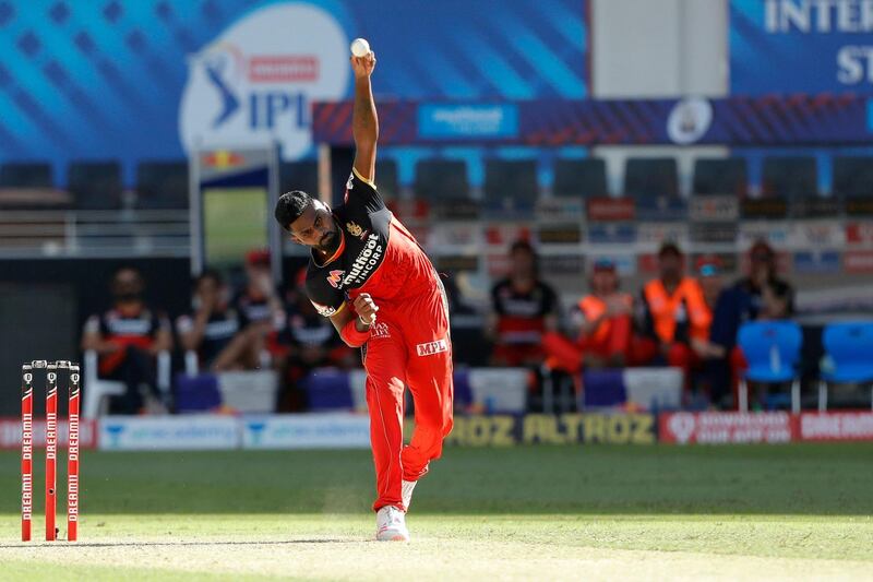 Isuru Udana of Royal Challengers Bangalore bowling during match 33 of season 13 of the Dream 11 Indian Premier League (IPL) between the Rajasthan Royals and the Royal Challengers Bangalore held at the Dubai International Cricket Stadium, Dubai in the United Arab Emirates on the 17th October 2020.  Photo by: Saikat Das  / Sportzpics for BCCI