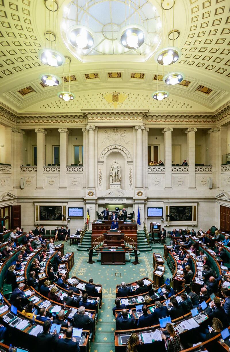 epa07212315 A general view of the Belgian Parliament during a plenary session in Brussels, Belgium, 06 December 2018. Reports state that the Belgian Parliament has to vote on the UN migration pact during the session on 06 December 2018.  EPA/STEPHANIE LECOCQ