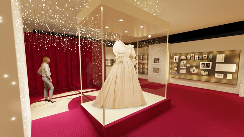 One of the main attractions is a replica of the royal's wedding dress. 