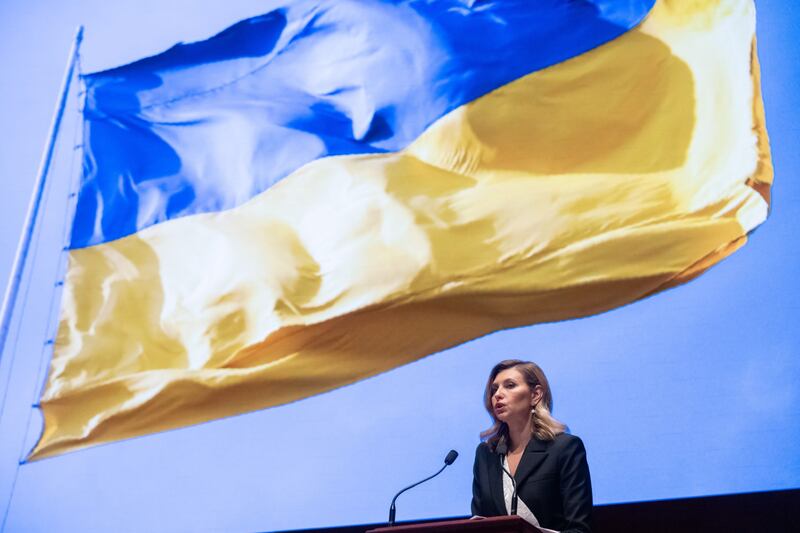 Olena Zelenska, Ukraine's first lady, asked US lawmakers for more weapons during an address to Congress. AFP