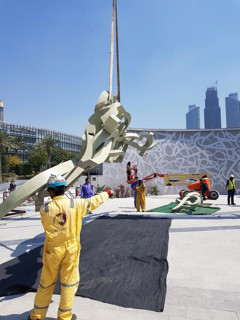 The sculpture has been installed near Dubai Opera. Photo: Supplied / eL Seed