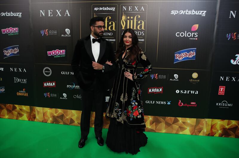 Bollywood couple Aishwarya Rai Bachchan and Abhishek Bachchan at the IIFA Awards 2022 in Abu Dhabi. EPA