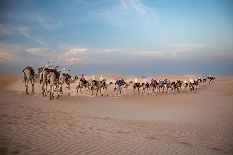 The camel trekkers are set to reach Expo 2020 Dubai on Tuesday, after navigating the vast UAE desert for 13 days and travelling 640 kilometres.