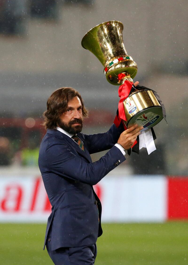 Soccer Football - Coppa Italia Final - Juventus vs AC Milan - Stadio Olimpico, Rome, Italy - May 9, 2018   Andrea Pirlo with the Coppa Italia trophy before the match    REUTERS/Stefano Rellandini