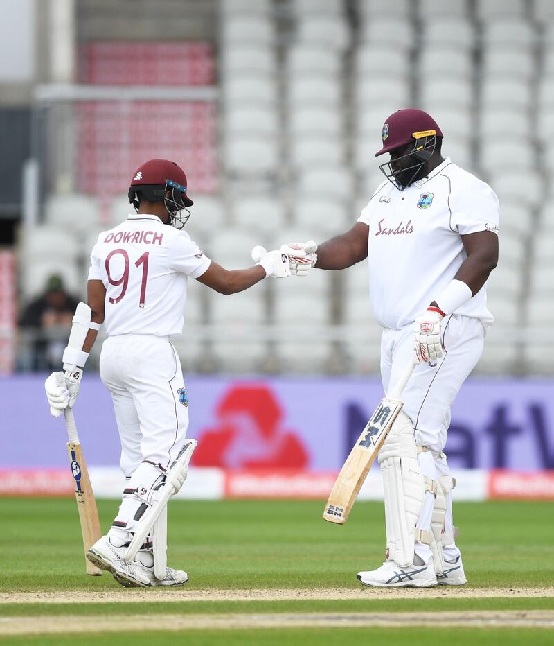 West Indies batsmen Shane Dowrich and Rahkeem Cornwall. Getty