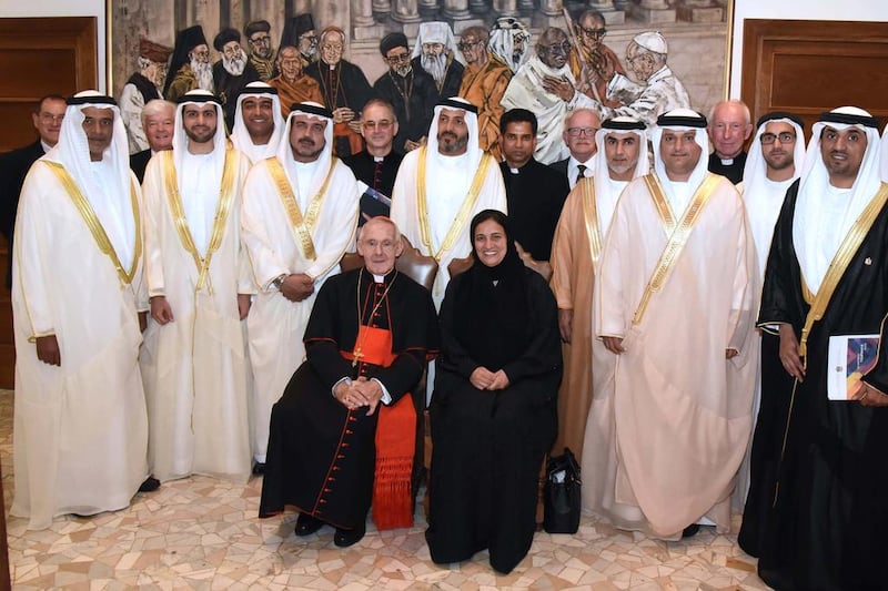A delegation was headed by Sheikha Lubna Al Qasimi, Minister of State for Tolerance, visited the Vatican on Wednesday to discuss the importance of promoting tolerance with Pope Francis (not pictured). Wam