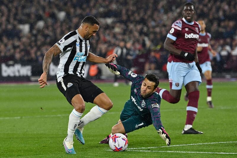 WEST HAM RATINGS: Lukasz Fabianski 5: Rounded easily by Joelinton for second goal and Wilson threatened to do same not long after but Pole timed challenge well. Saved well from Murphy and Saint-Maximin but made dreadful error for fourth goal. AFP