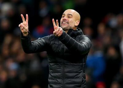 epa07227151 Manchester City's manager Pep Guardiola reacts during the UEFA Champions League group H soccer match between Manchester City and 1899 Hoffenheim in Manchester, Britain, 12 December 2018.  EPA/NIGEL RODDIS
