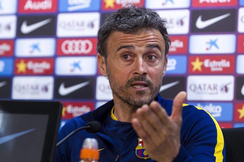 FC Barcelona’s Spanish head coach Luis Enrique, during a press conference held prior to a team’s training session at Joan Gamper sports complex in Barcelona, northeastern Spain, 13 May 2016. FC Barcelona will face Granada CF in La Liga the upcoming 14 May. EPA/Quique Garcia