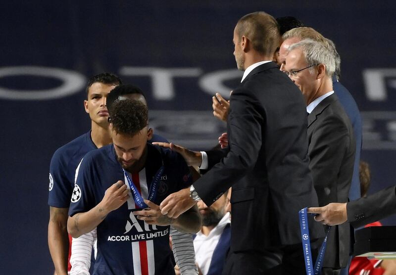 Neymar looks dejected after the final. Reuters
