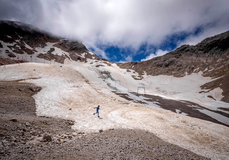 A glacier, which has lost most of its ice in the past few years, on Mount Zugspitze, Germany. AP Photo