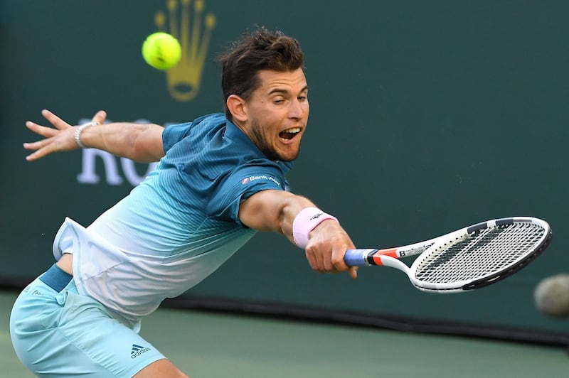 Dominic Thiem hits a shot during his final victory over Roger Federer. USA Today Sports