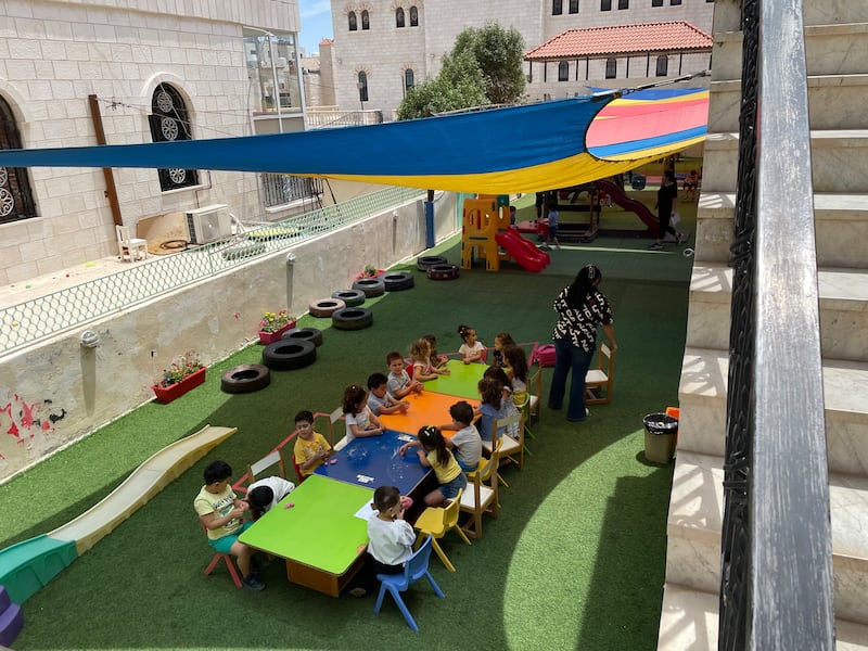 A kindergarten at the church complex housing the Saint Luke clinics in Amman. Khaled Yacoub Oweis / The National