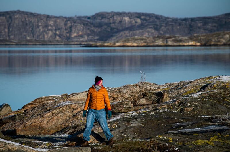 Enroth is an emergency nurse and film fan from Skovde. Here, she is pictured near Marstrand Island, north west of Gothenburg, Sweden on January 30, 2021. AFP